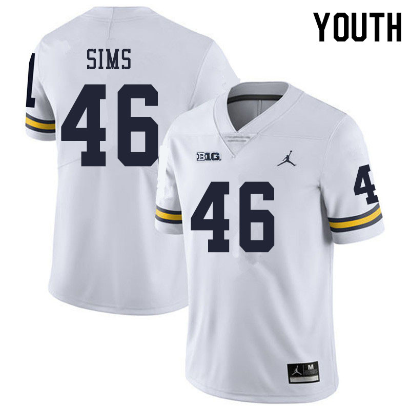 Youth #46 Myles Sims Michigan Wolverines College Football Jerseys Sale-White